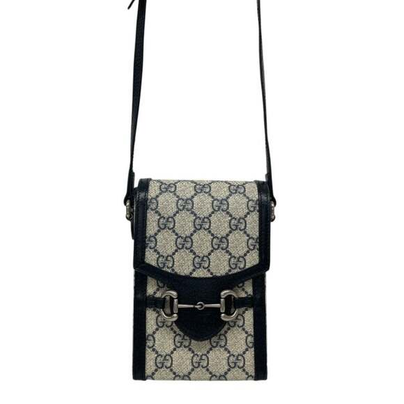 GUCCI Authentic Gray Leather Horsebit Pochette Shoulder Bag - Picture 1 of 11